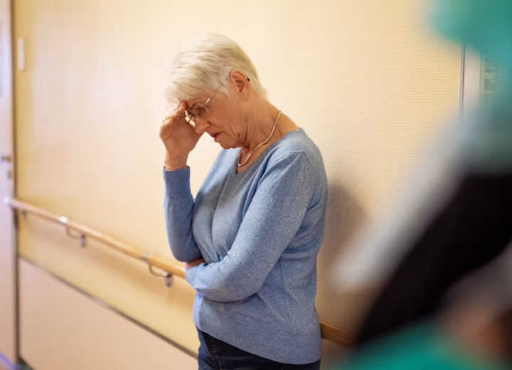 Frustrated elderly woman