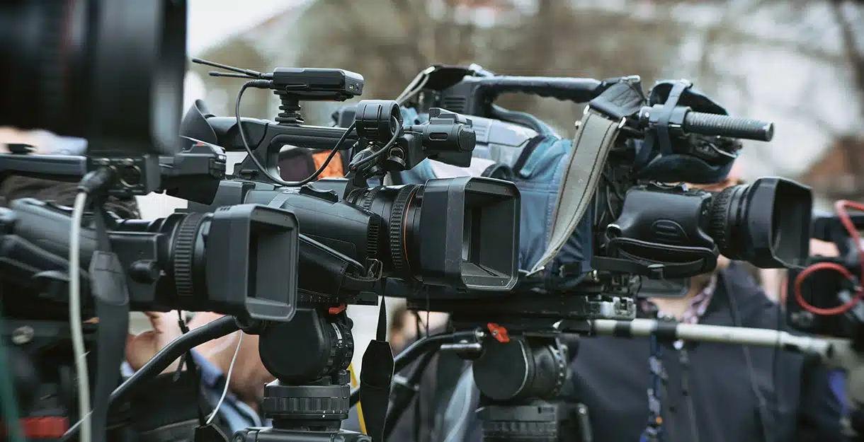 Close-Up Of Cameras On Tripod