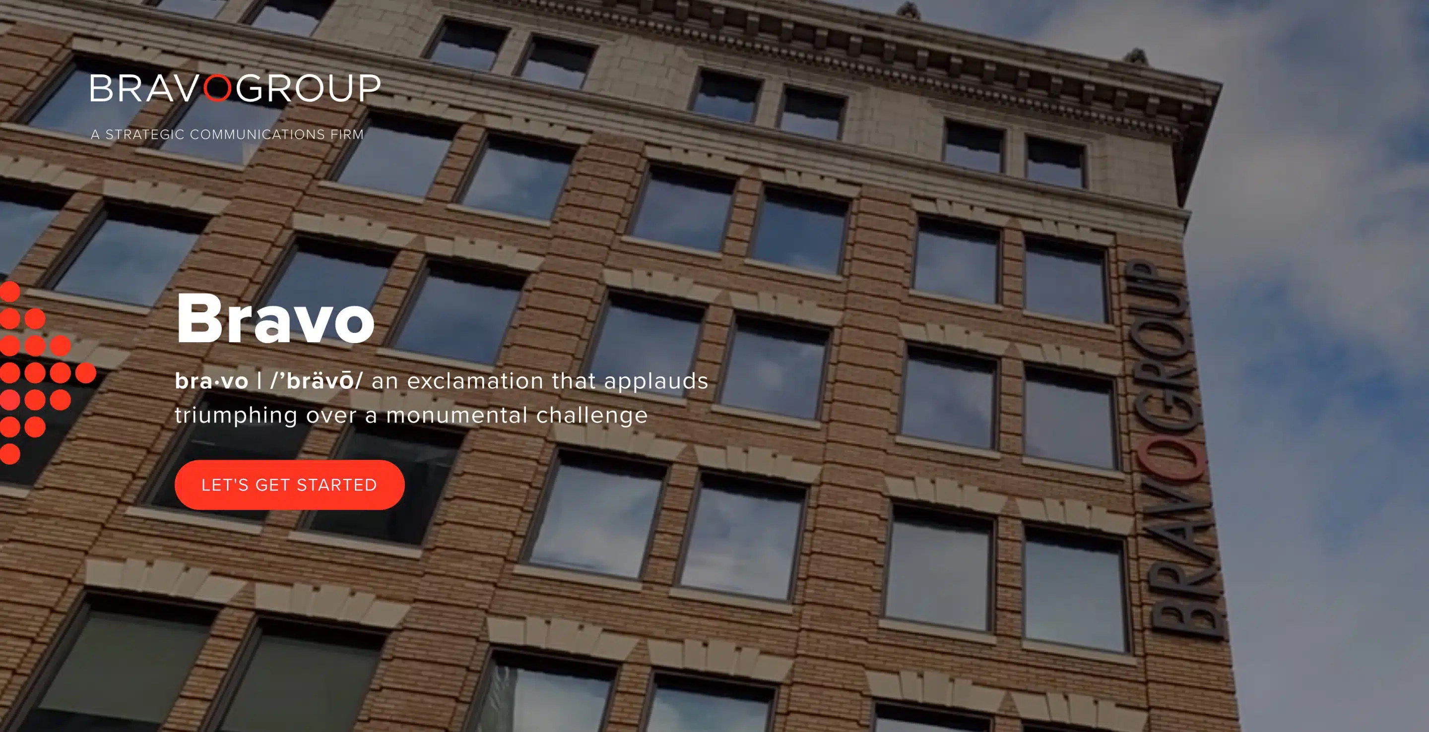 Homepage of the bravo website.